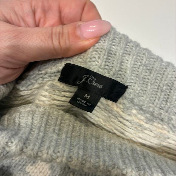J. Crew Gray Merino Wool Fair Isle Sweater Medium - Picture 3 of 8
